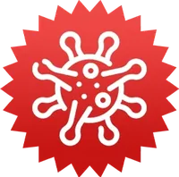 Red badge with a cell outline