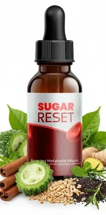Single Sugarreset dropper bottle with cinnamon, bitter melon and herbs as props, none of them on its label